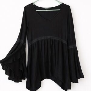 Relativity Black Bell Sleeve Blouse